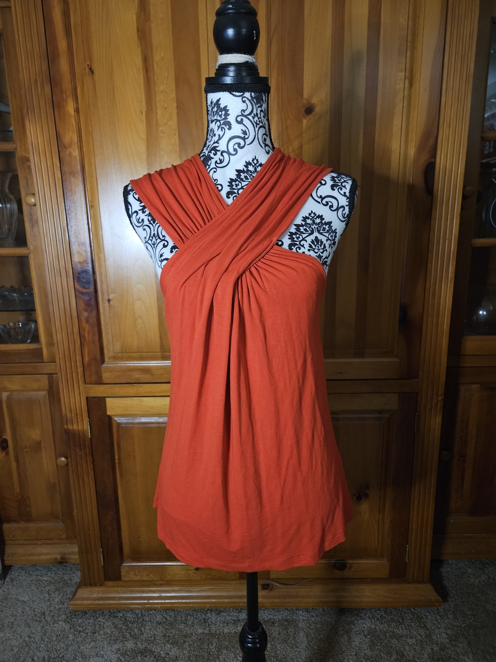 The Limited Red Draped Cross-Front Tank Top
